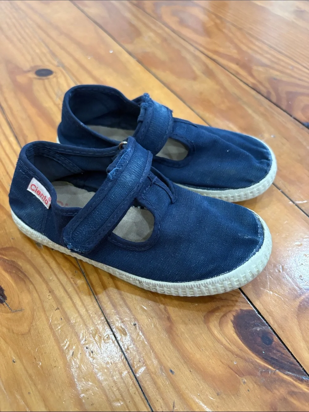Cienta Navy Canvas Mary Jane Sneakers for Kids